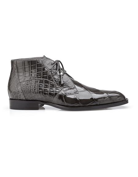 Mens Crocodile Boots - Ankle Boot Belvedere Mens Gray Alligator Dress Boots Stefano