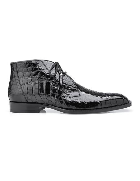 Mens Crocodile Boots - Ankle Boot Belvedere Mens Black Alligator Dress Boots Stefano