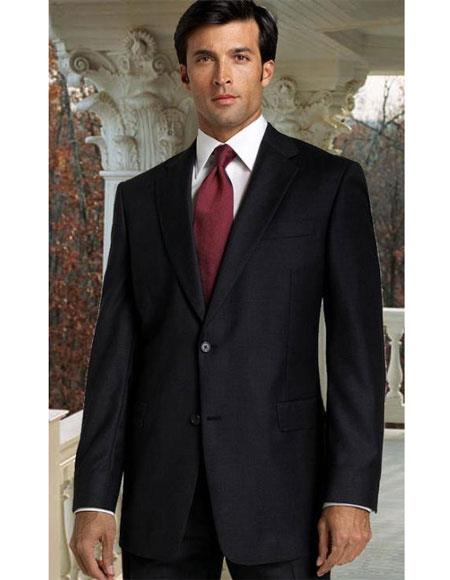 Navy Flap Front Pockets Single Breasted Suit for Men