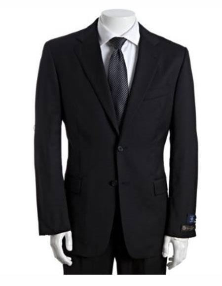 Black 100% Wool Single Breasted Suit for Men