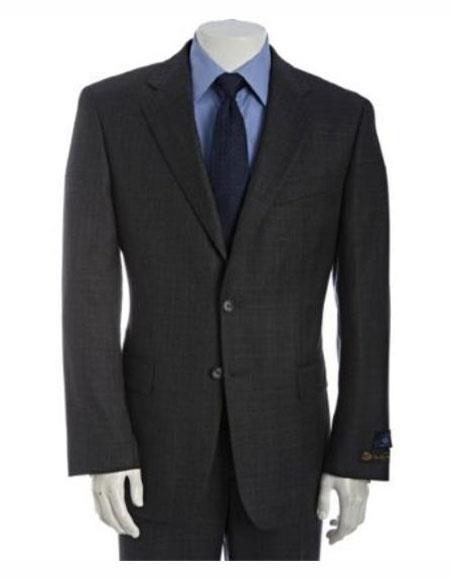 Mens Charcoal Classic Relax Fit Athletic Cut Classic  Wool Suits 