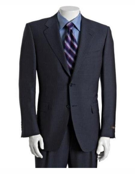 Navy Cuff Link Side Vent Single Breasted Suit for Men