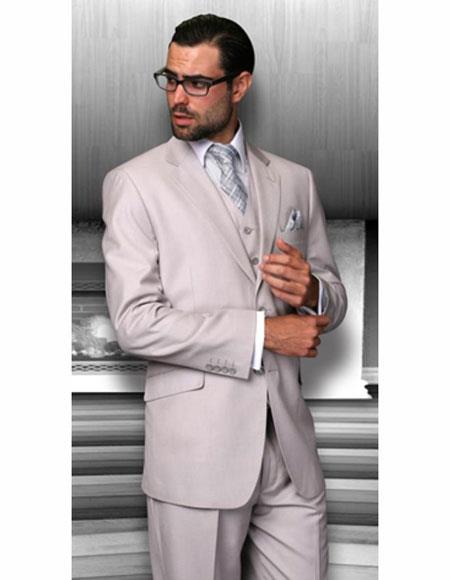 Classic Fit Suit Sand Notch Lapel Flap Front Pockets Suit Perfect For Wedding