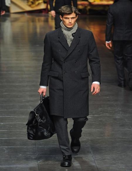 Mens Wool Charcoal Grey Double breasted Overcoat By Alberto Nardoni