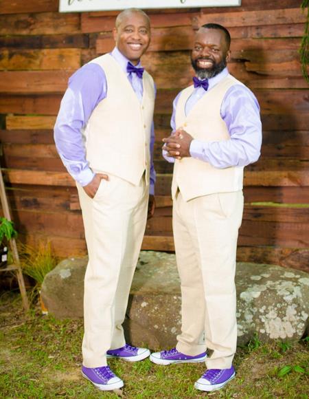 Men's 2 Piece Linen Causal Outfits Vest & Pants Tan Sand Color / Beach Wedding Attire For Groom-Mens Linen Suit