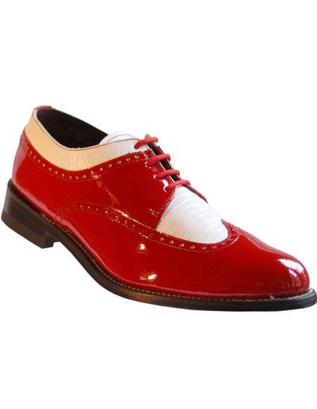 Red~White 4 Eyelet Lacing 1920s Dress Shoe