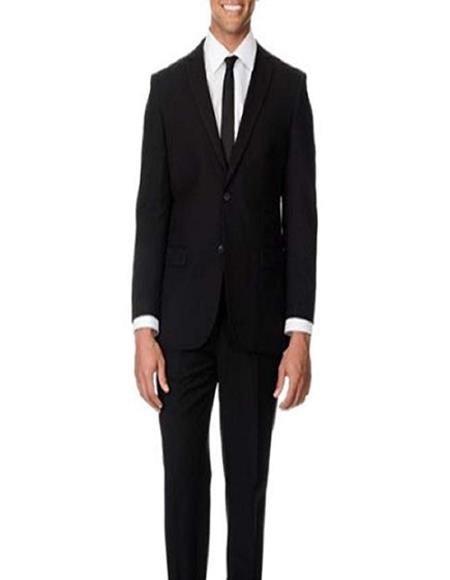 Caravelli Mens Single Breasted 2 Button Black Dress Suit