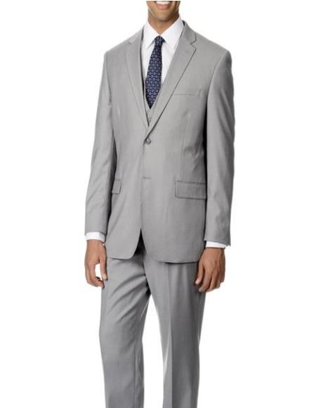 Caravelli Solid Light Grey Vested Slim Suit