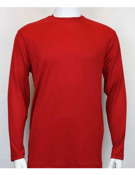Mock Neck Shirts Red For Men 