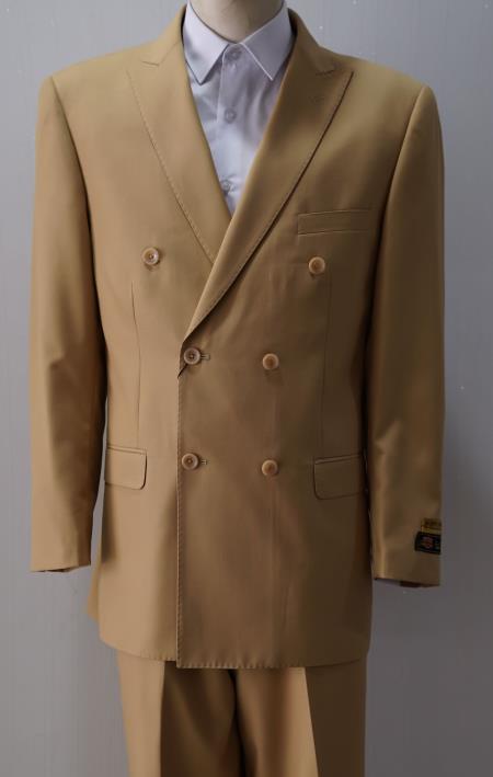 Camel Double Breasted Suit - Khaki Bronze Color - Dominique Wilson Brand Suits