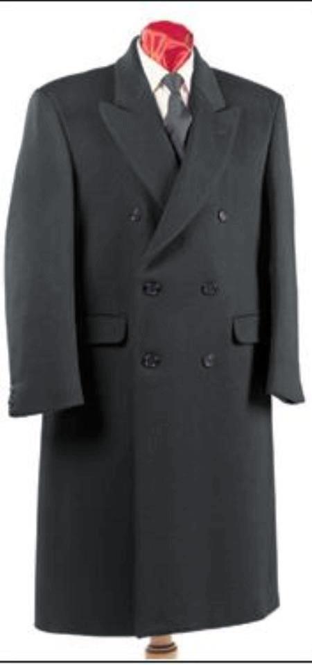 Mens Dark Brown Double Breasted Six Button Fully Lined Long Coat