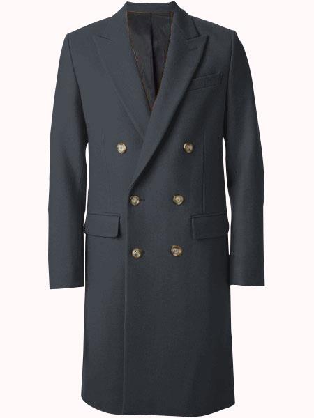 Alberto Nardoni Authentic Coat Double Breasted~Wide Peak Lapel 6buttons Dark Brown Mens Dress Coat 
