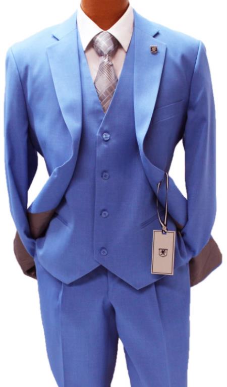 Vested Classic Fit Sky Blue Suit 