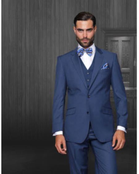 Mens Suit Separates Wool Fabric Indigo Suit By Alberto Nardoni Brand