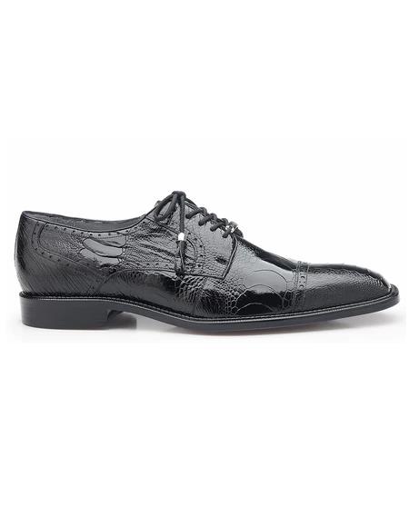 Belvedere Batta, Ostrich Cap-toed Derby Dress Shoes, Style: 14006 - Black