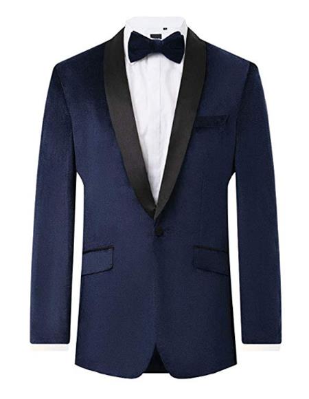 Mens Navy Single Breasted Shawl Lapel One Chest Pocket Suit