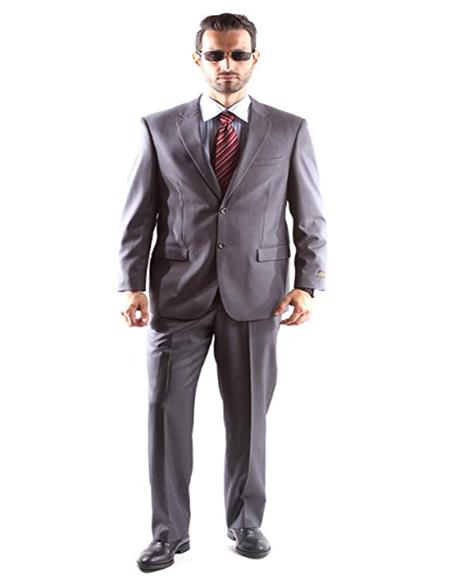 Mens Single Breasted Two Button Dress Suit Gray