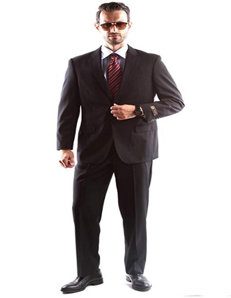 Mens Single Breasted Two Button Dress Suit Black