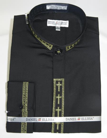 Mens Black 2 Button Cuff Closure French Cuff Shirt
