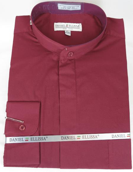 Daniel Ellissa Mens French Cuff Shirt Burgundy