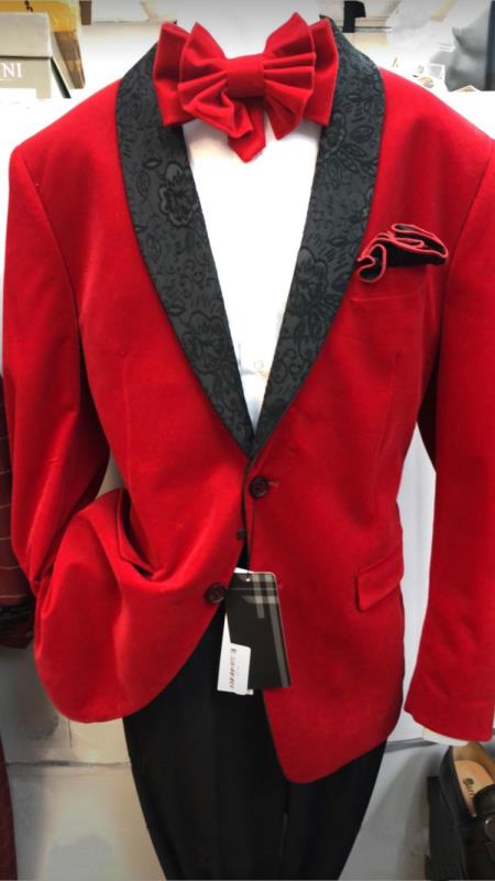 Mens Red One Chest Pocket Dress Suit