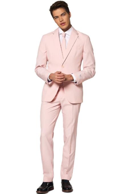 Single Breasted Light Pink Notch Lapel Homecoming Outfit For Guys 