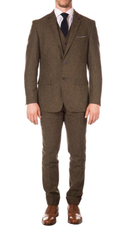 Tweed 3 Piece Suit - Tweed Wedding Suit Peaky Blinders Style Reed Tweed Vested Suit - 3 Piece Suit For Men - Three piece suit