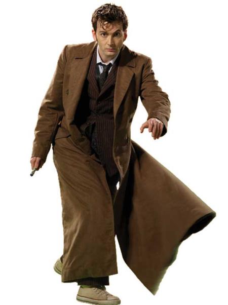 David Tennant Doctor Who Quality Brand New Brown Pinstripe Suit + Overcoat