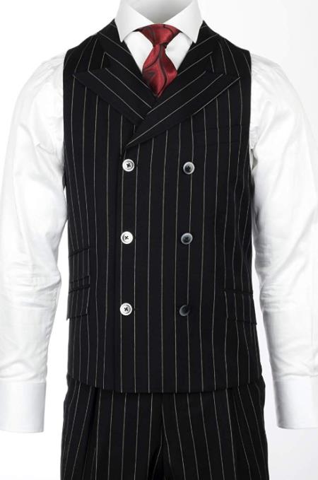 Mens Casual Double Breasted Set Vest + Pleated Pants