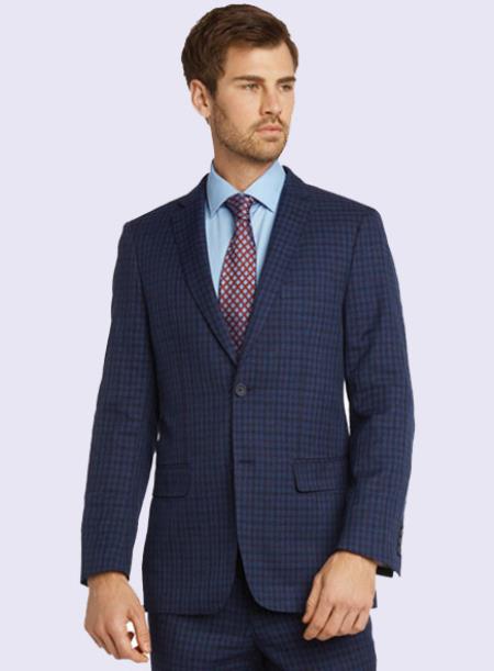 Bertolini Silk & Wool Fabric Men’s Suit-Blue Check