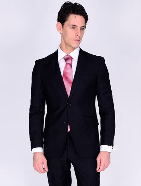 Bertolini Silk & Wool Fabric Men’s Suit-Black