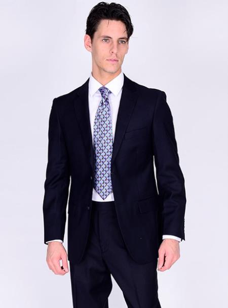 Bertolini Silk & Wool Fabric Men’s Suit-Navy