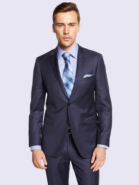 Bertolini Silk & Wool Fabric Men’s Suit-French Blue