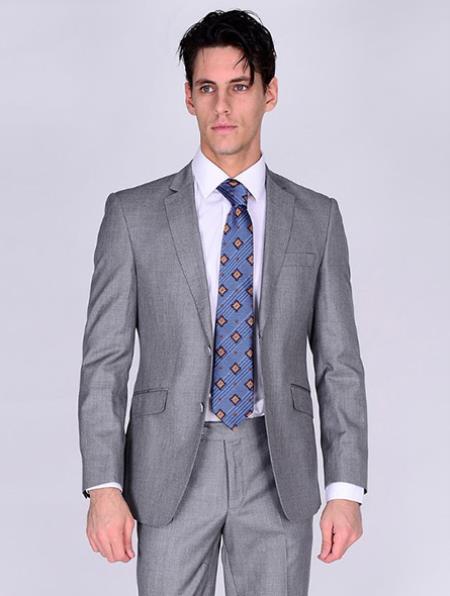 Bertolini Silk & Wool Fabric Men’s Suit-Light Gray