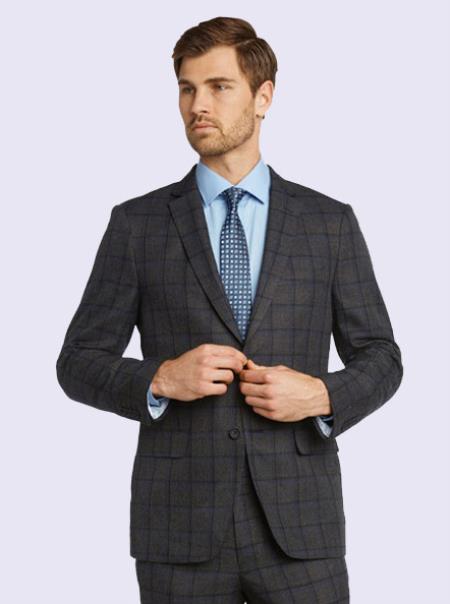 Bertolini Silk & Wool Fabric Men’s Suit-Gray Windowpane