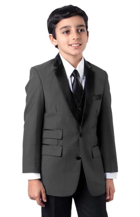 Matching Father and Son Charcoal Two Button Suit