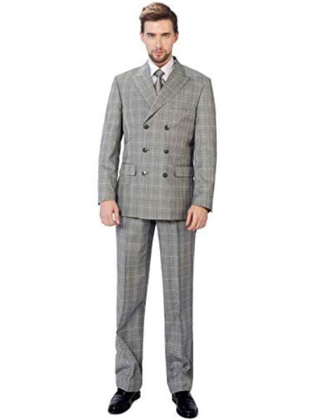 Grey Flannel Windowpane Pattern Blazer Jacket for Men