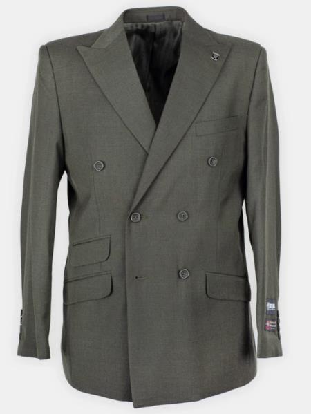 Mens Peak Lapel Solid Double Breasted 1930 Suit