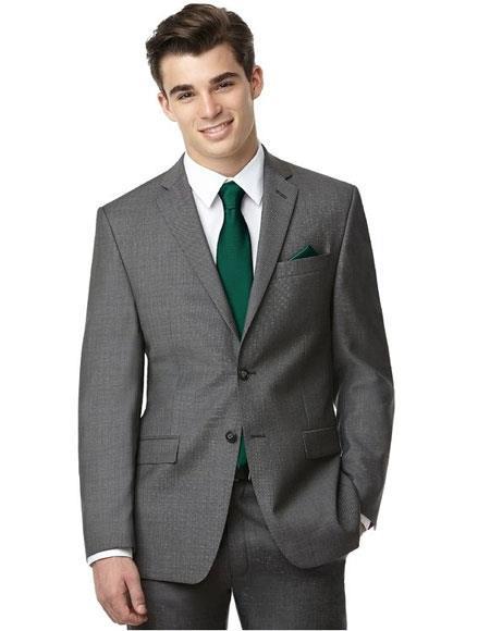 Front Flap Pockets Side Vent Slim Fit Grey Graduation Suit for Men