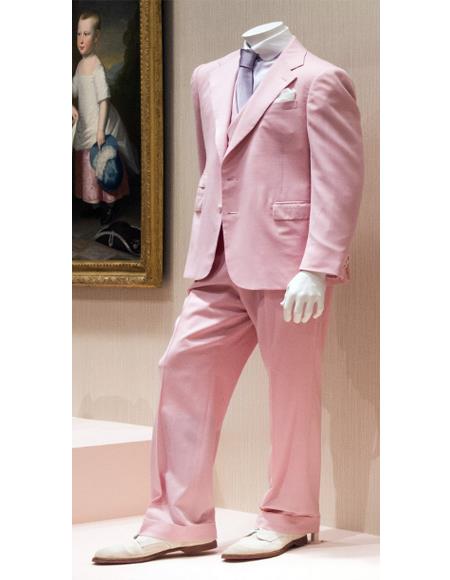 Mens Light Pink 2 Button Notch Lapel Gatsby Suit