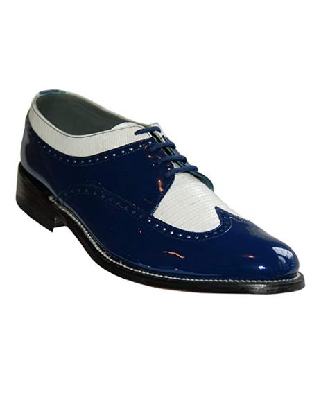 Mens Blue and White Hand Cut and Hand Sewn with Goodyear Welted Shoe