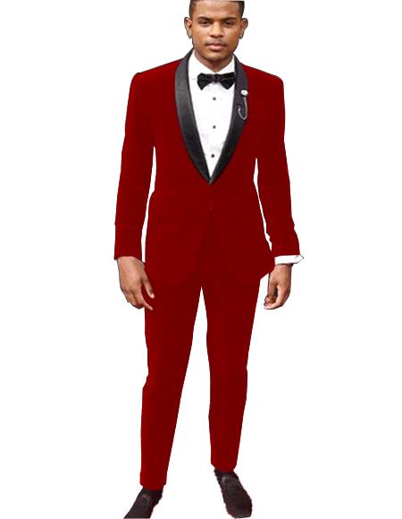 Red Tuxedo Velvet Suit / Tuxedo Jacket and Velvet Pants Hot Red