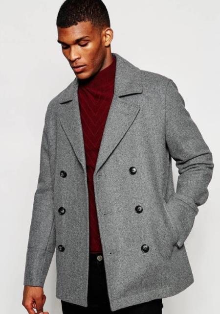 Mens Wool Light Grey ~ Wine Wool Coat ~ Car coat ~ Peacoat By Alberto Nardoni