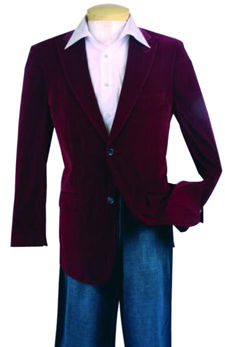  Velour Blazer Jacket Men's Fashion Sport Coat Wine Color Velvet Fabric