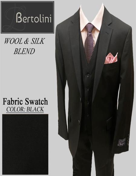 Bertolini Wool/Silk Black Solid Vested