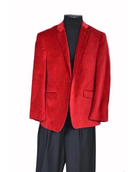 Mens velour Blazer Jacket Sport Coat- Red