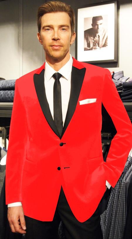 velour Blazer Jacket Velvet Velour Cheap Priced For Men Formal Tuxedo Jacket Sport Coat Two Tone Trimming notch collar tuxedo Hot Red