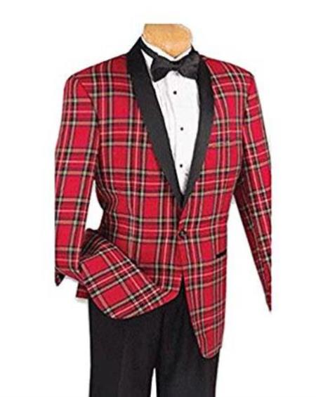 Big and & Tall Red and Black Pattern Blazer Sport Coat