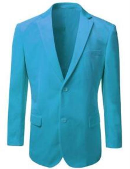 Velour Blazer Jacket Mens 2 Button Aqua Turquoise Color