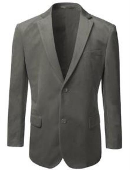  Mens American Regular-Fit 2 Button velour Blazer Jacket Gray